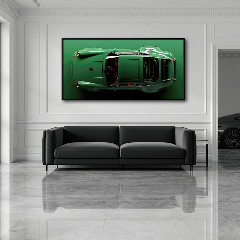 Green Porsche 911 Wall Art – Emerald Axis Canvas Print Cars