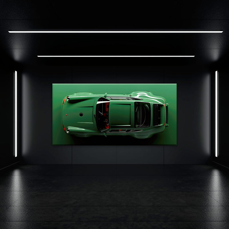 Green Porsche 911 Wall Art – Emerald Axis Canvas Print Cars