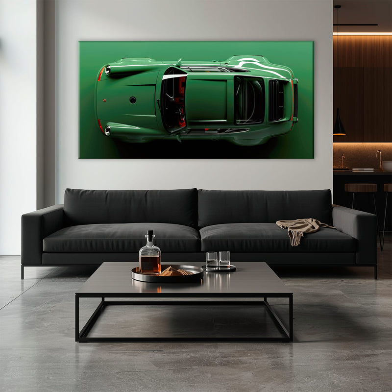 Green Porsche 911 Wall Art – Emerald Axis Canvas Print Cars