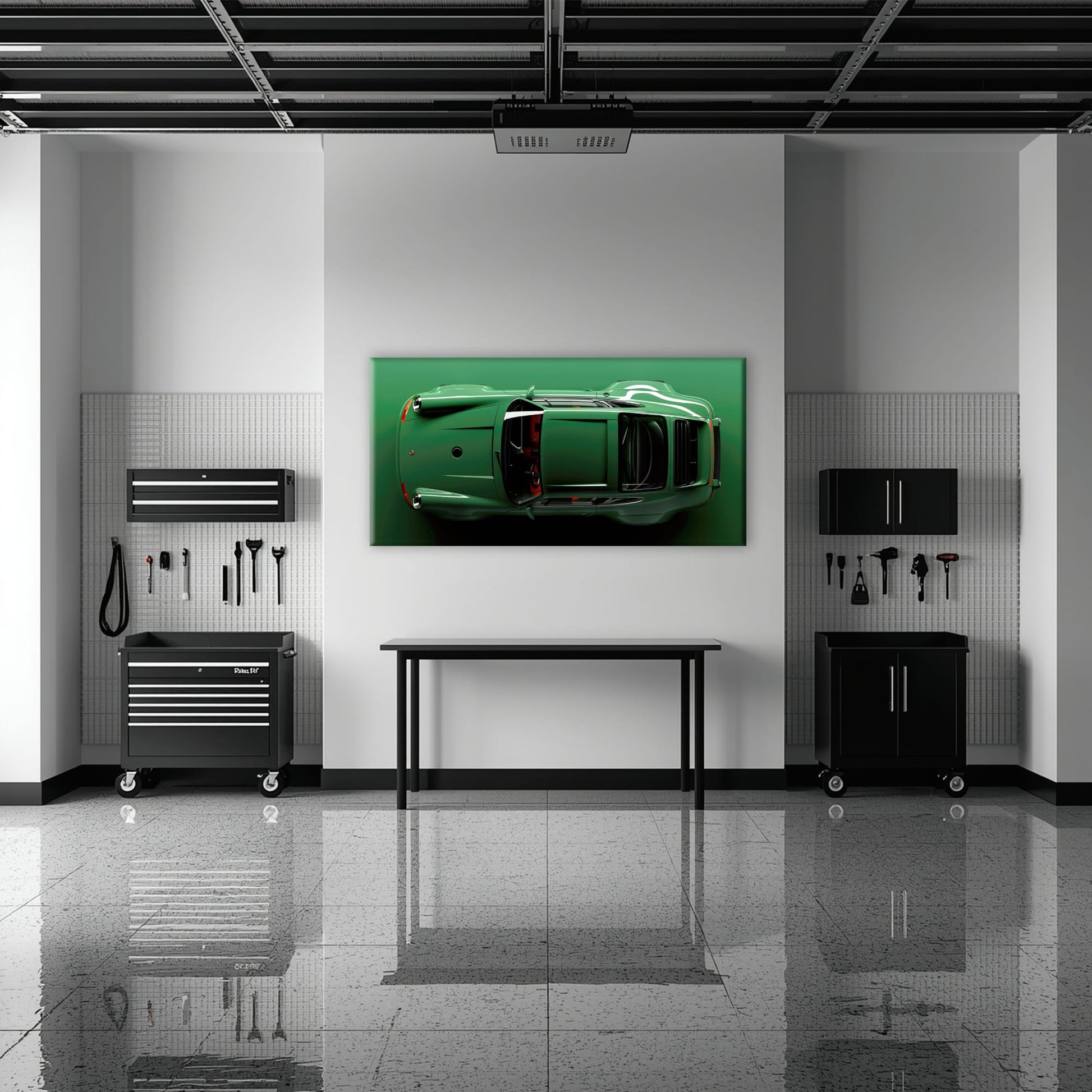 Green Porsche 911 Wall Art – Emerald Axis Canvas Print Cars