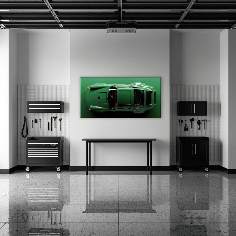 Green Porsche 911 Wall Art – Emerald Axis Canvas Print Cars