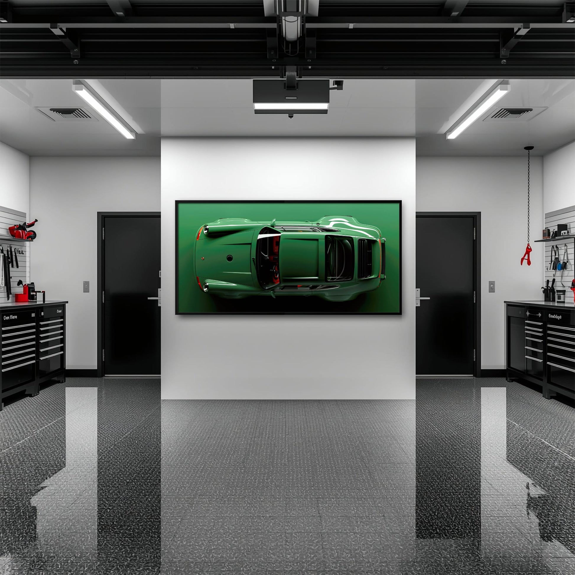 Green Porsche 911 Wall Art – Emerald Axis Canvas Print Cars