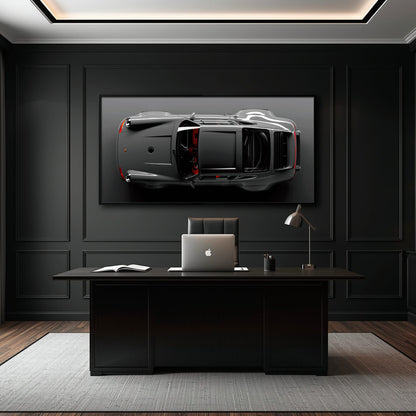 Gray Porsche 911 Wall Art – Graphite Apex Canvas Print Cars