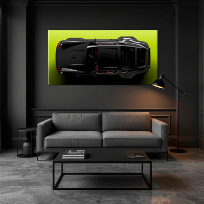 Porsche 911 Greenline Shadow Wall Art – Sports Car Canvas Print Cars
