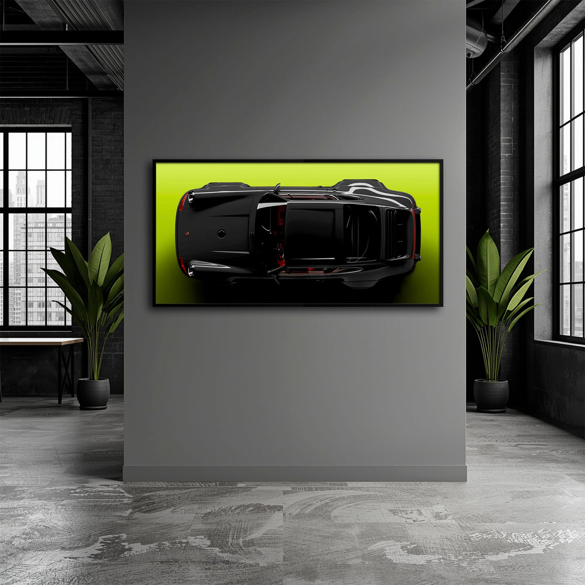 Porsche 911 Greenline Shadow Wall Art – Sports Car Canvas Print Cars