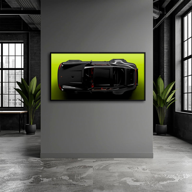 Porsche 911 Greenline Shadow Wall Art – Sports Car Canvas Print Cars