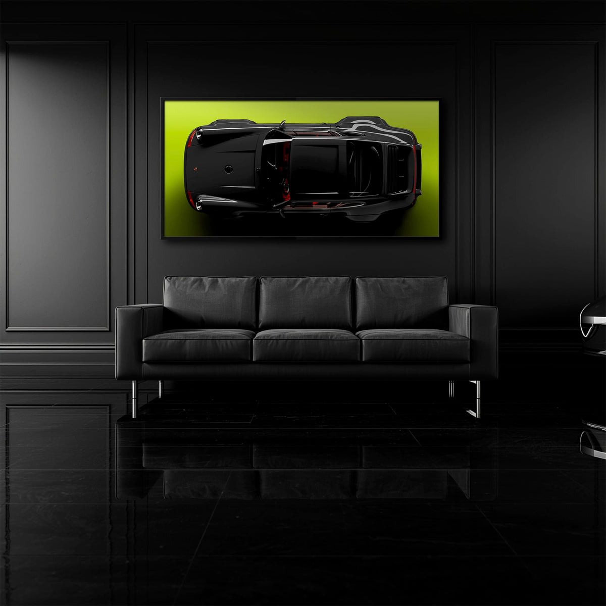 Porsche 911 Greenline Shadow Wall Art – Sports Car Canvas Print Cars