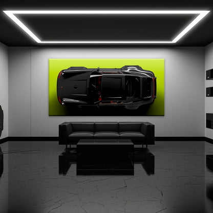 Porsche 911 Greenline Shadow Wall Art – Sports Car Canvas Print Cars