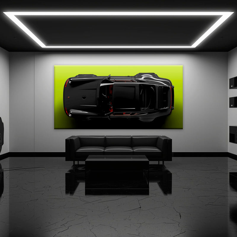 Porsche 911 Greenline Shadow Wall Art – Sports Car Canvas Print Cars