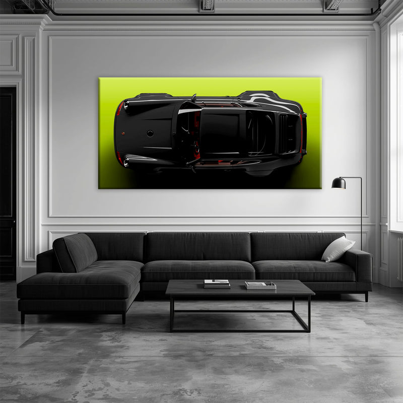 Porsche 911 Greenline Shadow Wall Art – Sports Car Canvas Print Cars