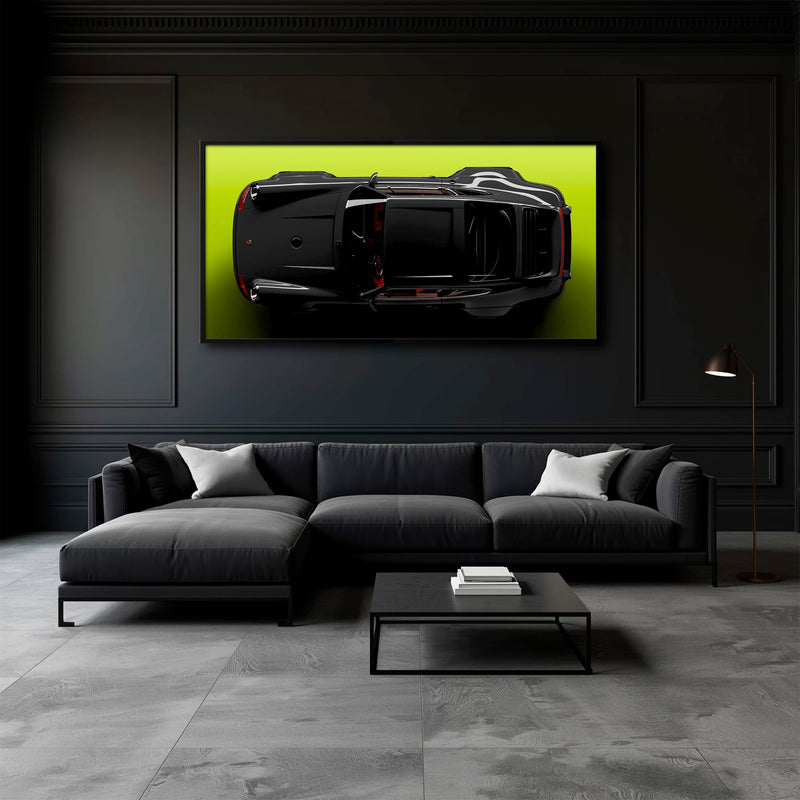 Porsche 911 Greenline Shadow Wall Art – Sports Car Canvas Print Cars