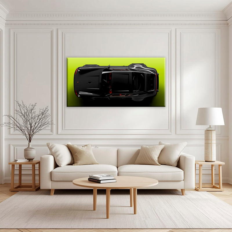 Porsche 911 Greenline Shadow Wall Art – Sports Car Canvas Print Cars