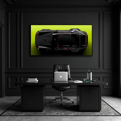 Porsche 911 Greenline Shadow Wall Art – Sports Car Canvas Print Cars