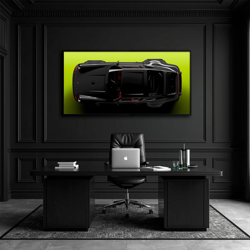 Porsche 911 Greenline Shadow Wall Art – Sports Car Canvas Print Cars