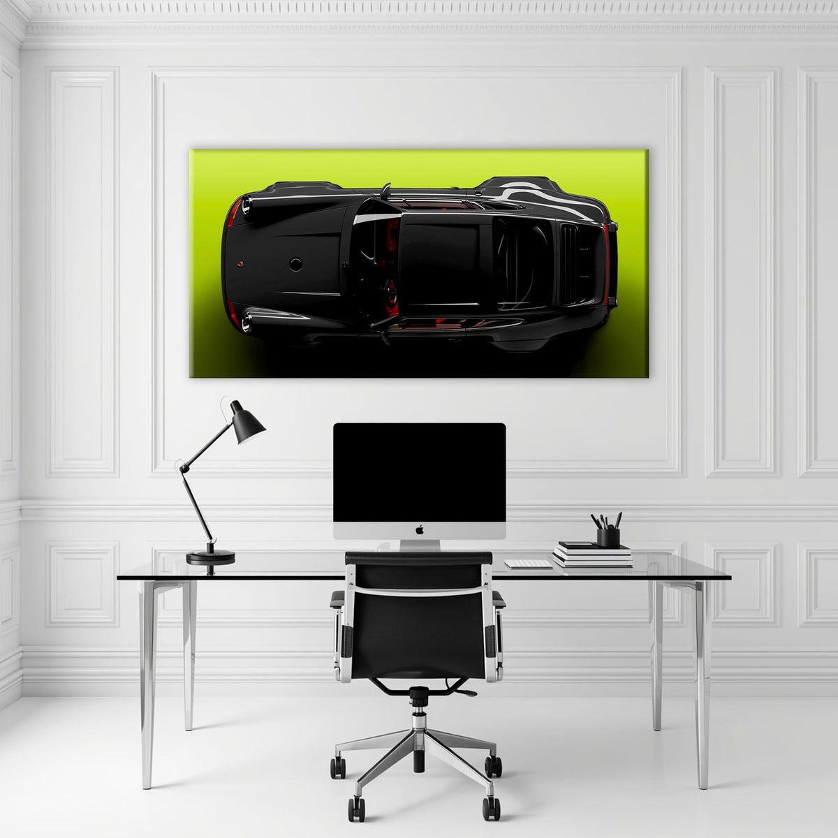 Porsche 911 Greenline Shadow Wall Art – Sports Car Canvas Print Cars
