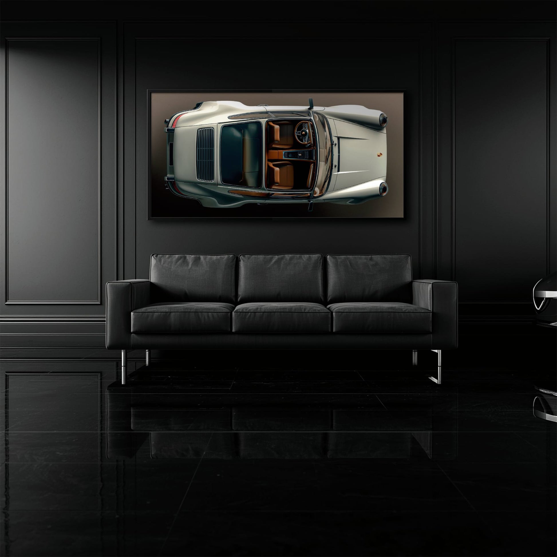 Porsche 911 Ivory Meridian Wall Art – Cream Sports Car Canvas Print Cars