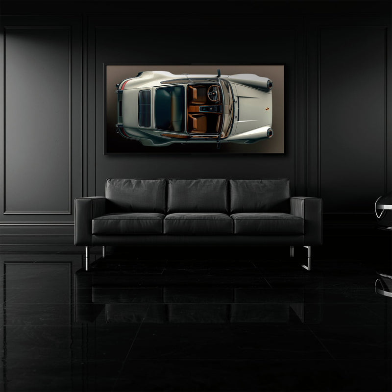 Porsche 911 Ivory Meridian Wall Art – Cream Sports Car Canvas Print Cars