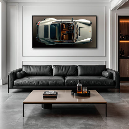 Porsche 911 Ivory Meridian Wall Art – Cream Sports Car Canvas Print Cars