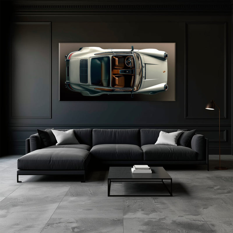 Porsche 911 Ivory Meridian Wall Art – Cream Sports Car Canvas Print Cars