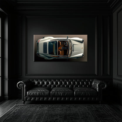 Porsche 911 Ivory Meridian Wall Art – Cream Sports Car Canvas Print Cars