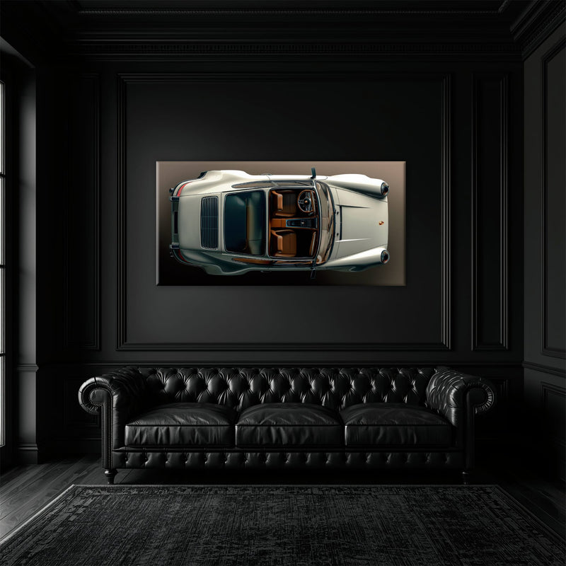 Porsche 911 Ivory Meridian Wall Art – Cream Sports Car Canvas Print Cars