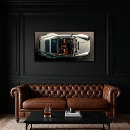 Porsche 911 Ivory Meridian Wall Art – Cream Sports Car Canvas Print Cars