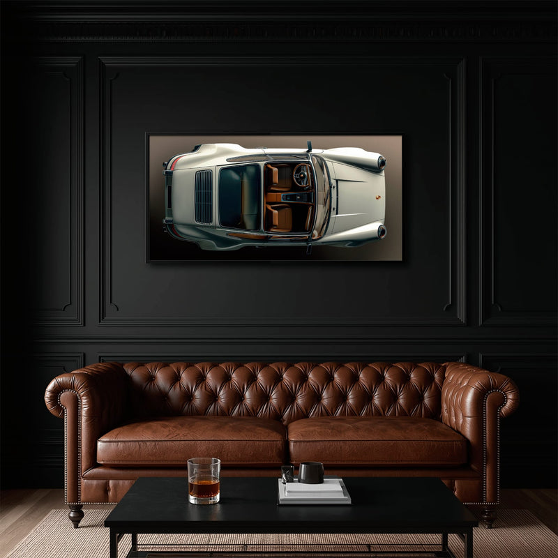 Porsche 911 Ivory Meridian Wall Art – Cream Sports Car Canvas Print Cars