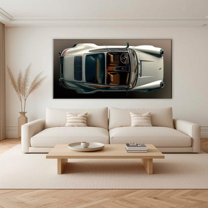 Porsche 911 Ivory Meridian Wall Art – Cream Sports Car Canvas Print Cars