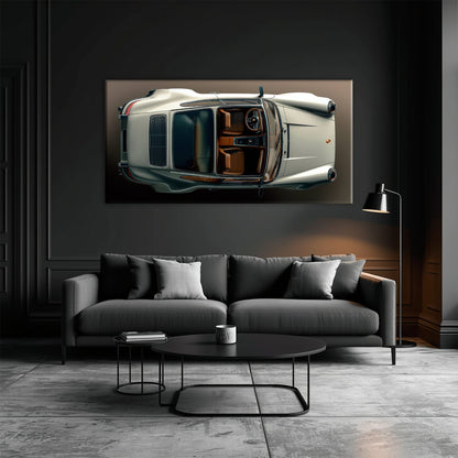 Porsche 911 Ivory Meridian Wall Art – Cream Sports Car Canvas Print Cars