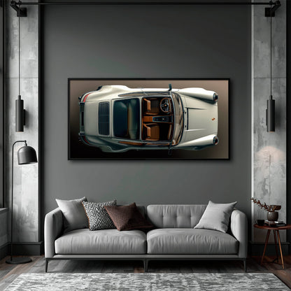 Porsche 911 Ivory Meridian Wall Art – Cream Sports Car Canvas Print Cars