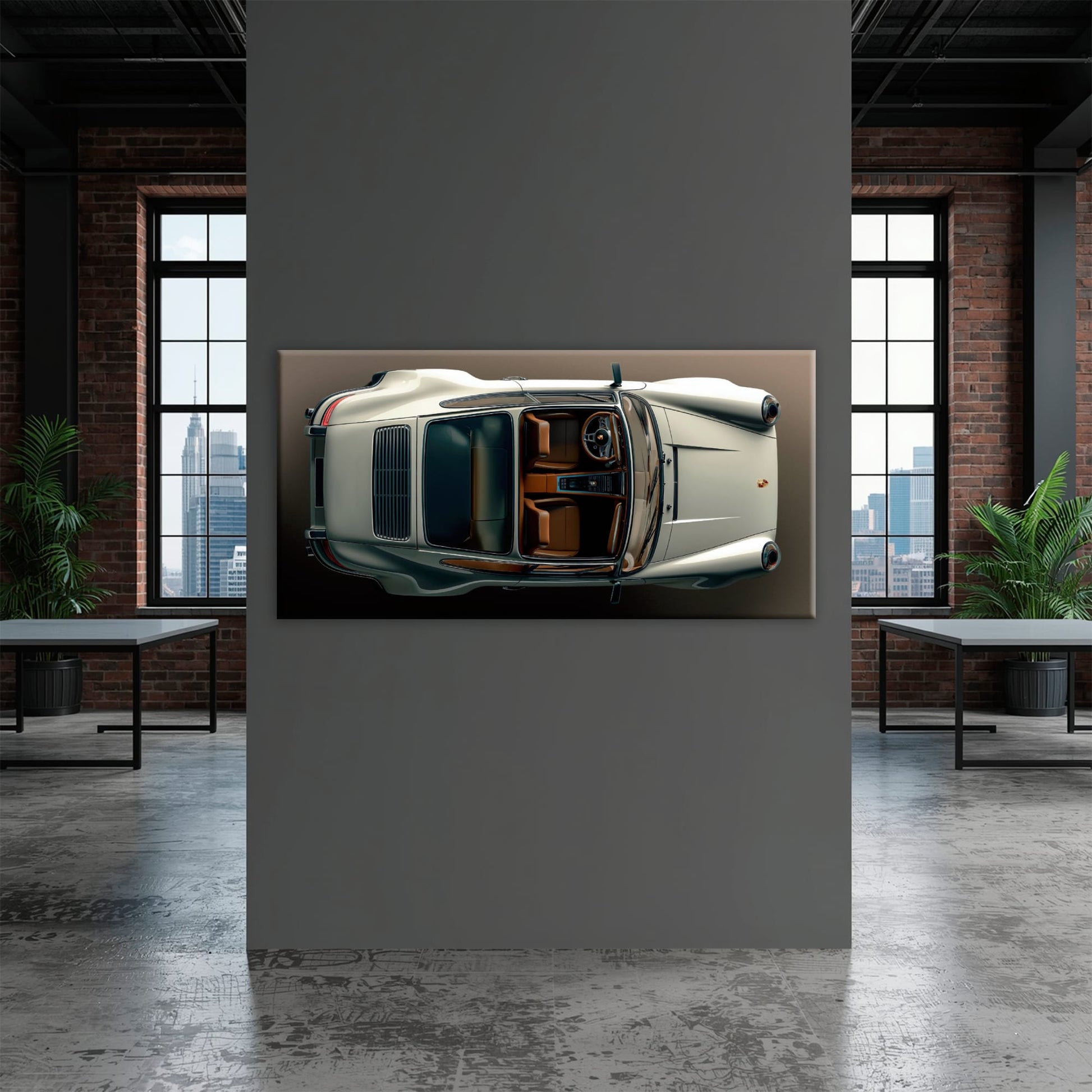 Porsche 911 Ivory Meridian Wall Art – Cream Sports Car Canvas Print Cars