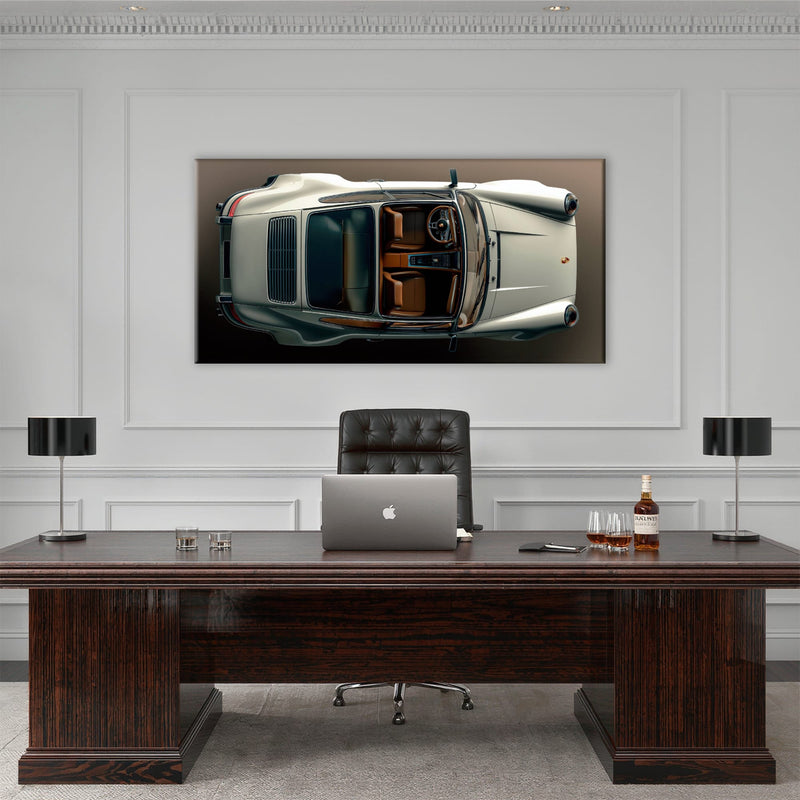 Porsche 911 Ivory Meridian Wall Art – Cream Sports Car Canvas Print Cars
