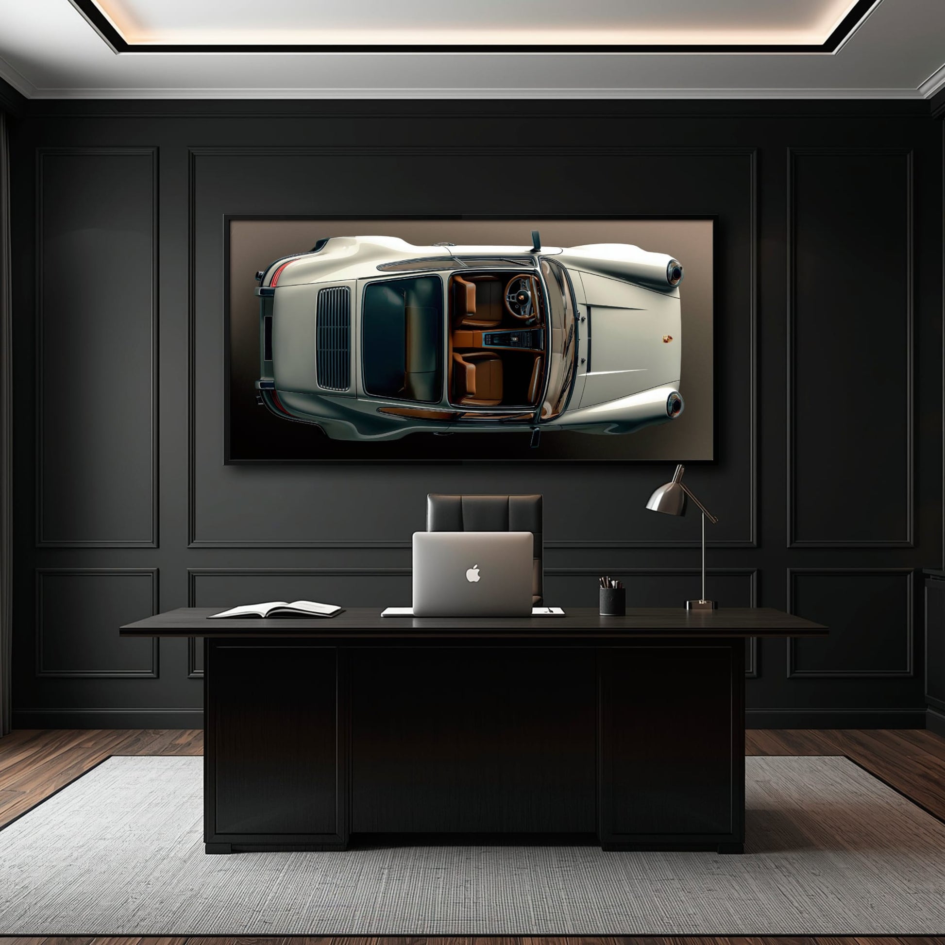 Porsche 911 Ivory Meridian Wall Art – Cream Sports Car Canvas Print Cars