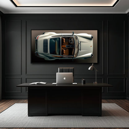 Porsche 911 Ivory Meridian Wall Art – Cream Sports Car Canvas Print Cars