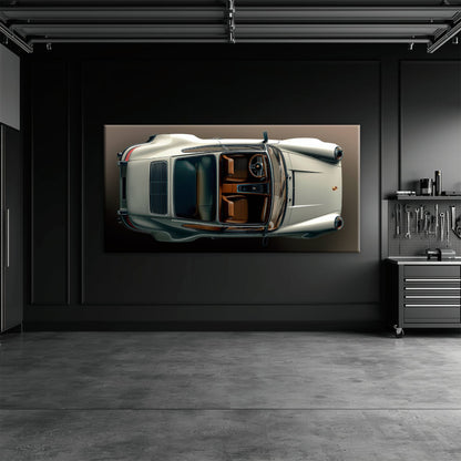 Porsche 911 Ivory Meridian Wall Art – Cream Sports Car Canvas Print Cars