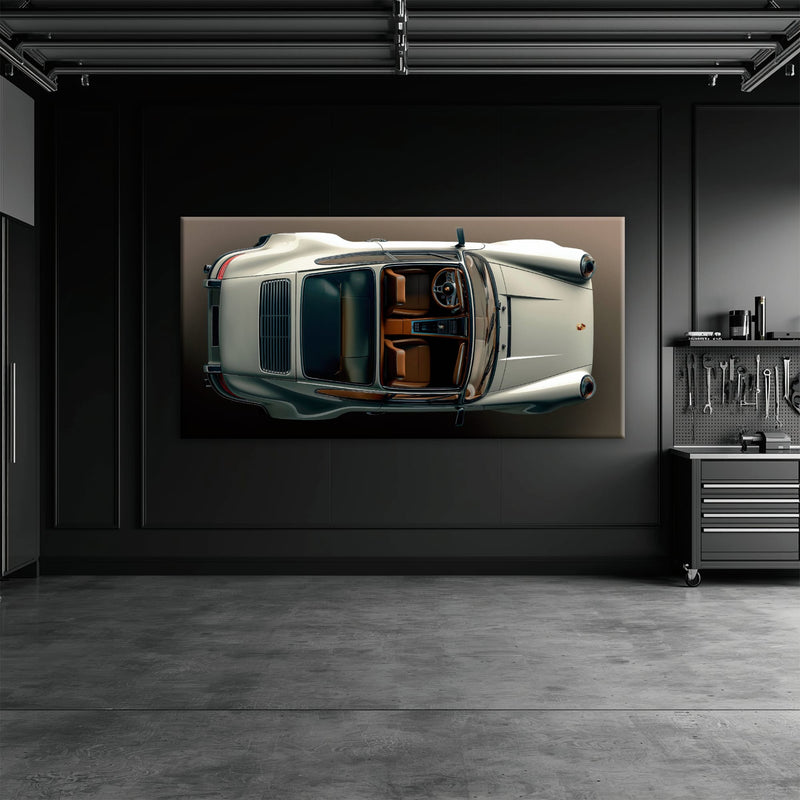 Porsche 911 Ivory Meridian Wall Art – Cream Sports Car Canvas Print Cars