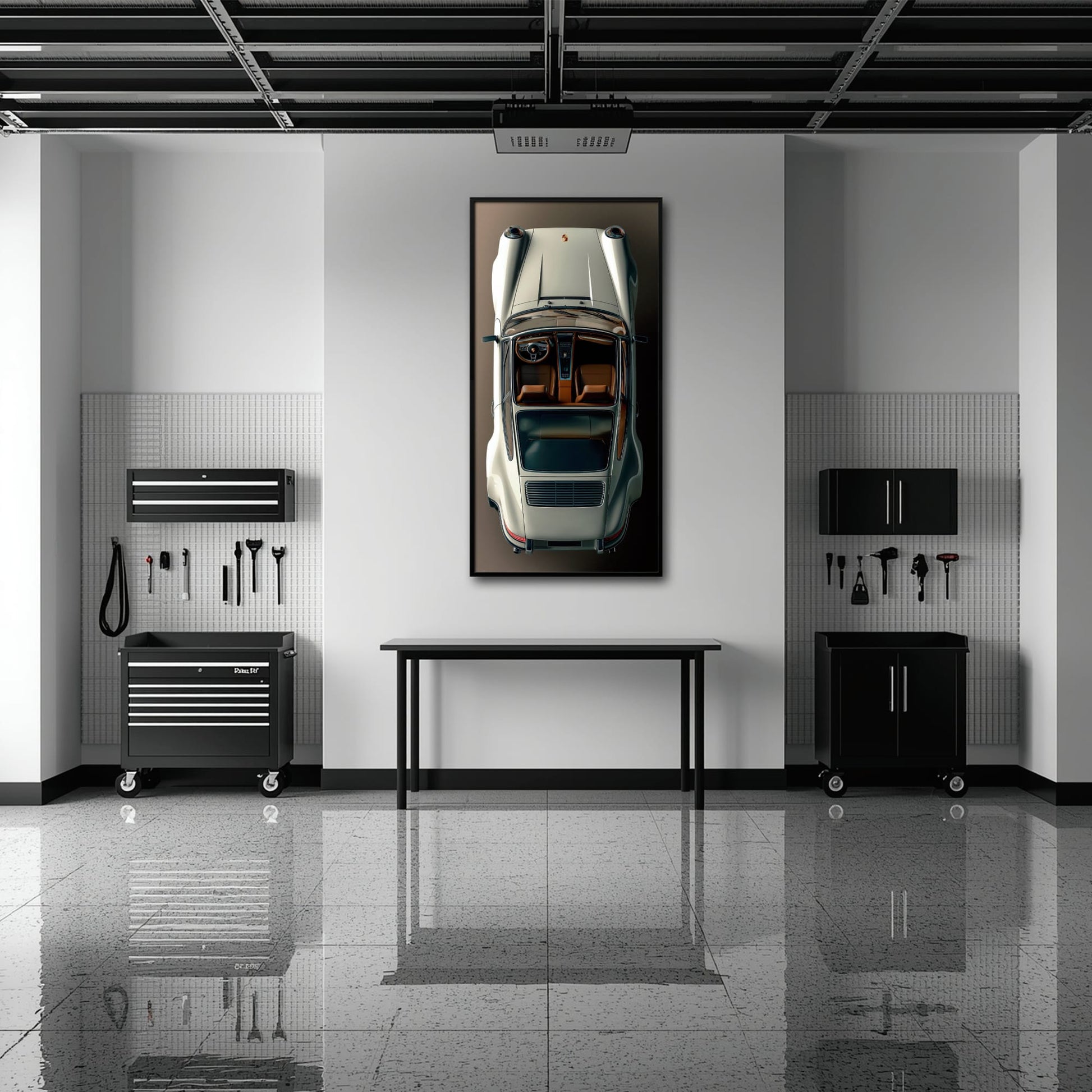 Porsche 911 Ivory Meridian Wall Art – Cream Sports Car Canvas Print Cars
