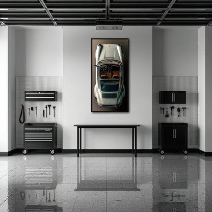 Porsche 911 Ivory Meridian Wall Art – Cream Sports Car Canvas Print Cars