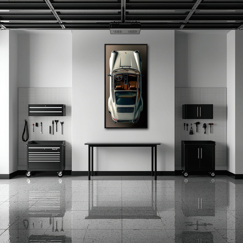 Porsche 911 Ivory Meridian Wall Art – Cream Sports Car Canvas Print Cars