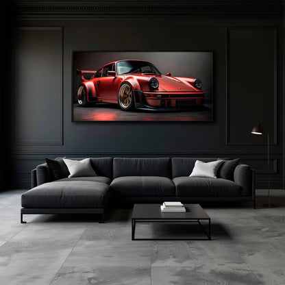 Porsche 911 Redline Renegade Wall Art – Red Widebody Car Canvas Print Cars