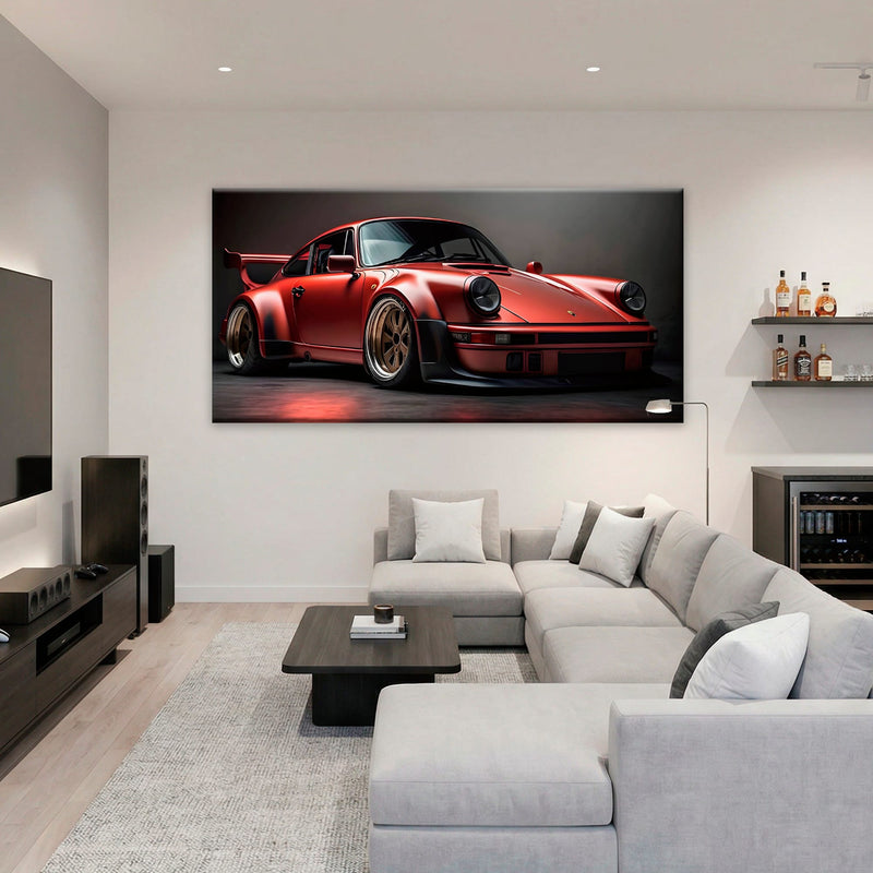 Porsche 911 Redline Renegade Wall Art – Red Widebody Car Canvas Print Cars