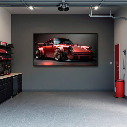Porsche 911 Redline Renegade Wall Art – Red Widebody Car Canvas Print Cars