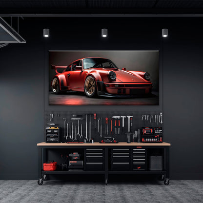 Porsche 911 Redline Renegade Wall Art – Red Widebody Car Canvas Print Cars