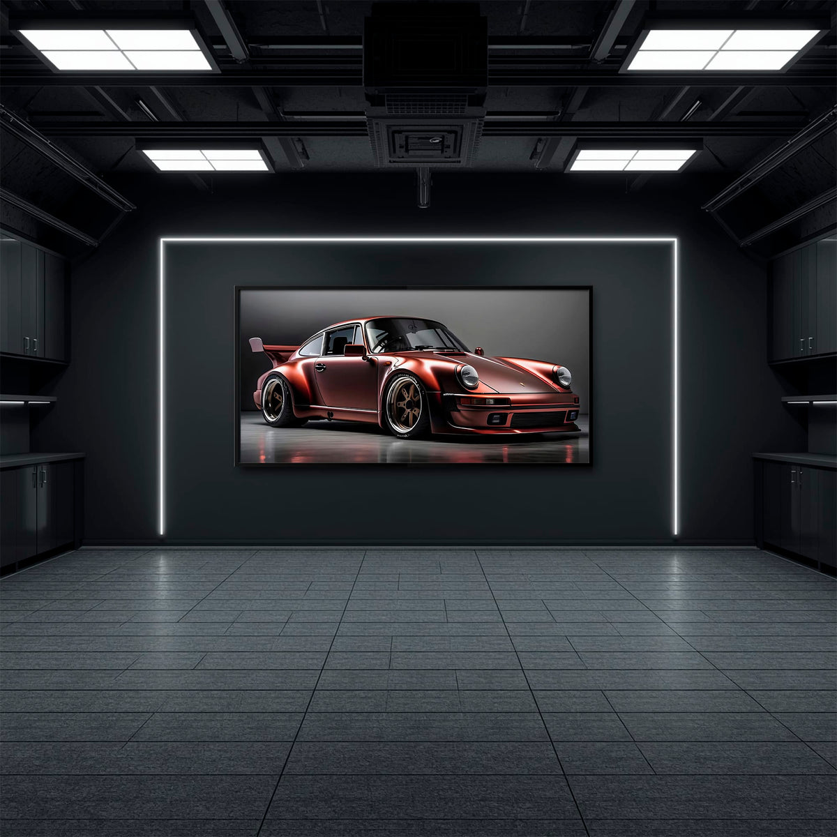 Porsche 911 RWB Shadowline Wall Art – Red Widebody Canvas Print Cars