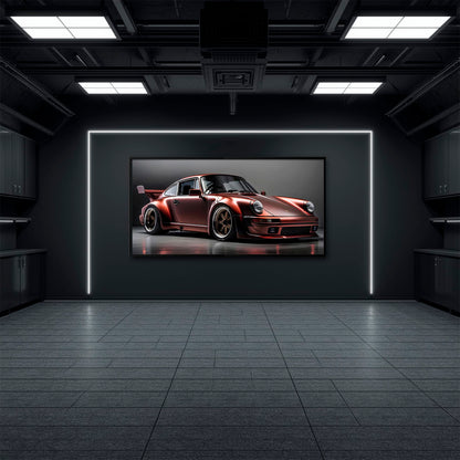 Porsche 911 RWB Shadowline Wall Art – Red Widebody Canvas Print Cars