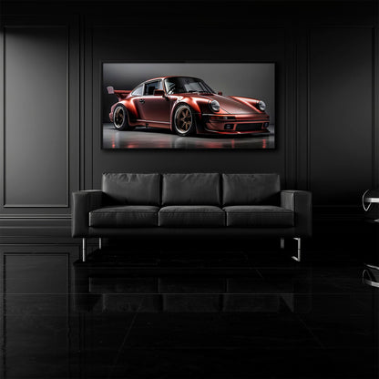 Porsche 911 RWB Shadowline Wall Art – Red Widebody Canvas Print Cars