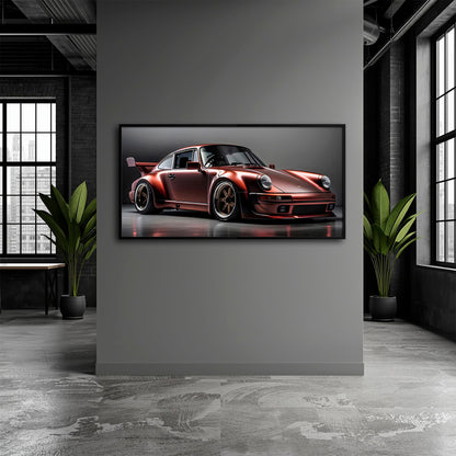 Porsche 911 RWB Shadowline Wall Art – Red Widebody Canvas Print Cars