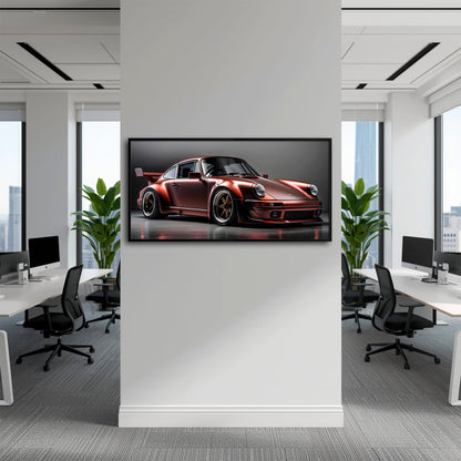Porsche 911 RWB Shadowline Wall Art – Red Widebody Canvas Print Cars