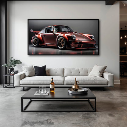 Porsche 911 RWB Shadowline Wall Art – Red Widebody Canvas Print Cars