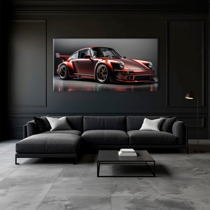 Porsche 911 RWB Shadowline Wall Art – Red Widebody Canvas Print Cars